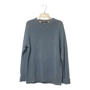 Vintage Tommy Hilfiger Men's M Blue Pullover Sweater Crewneck Logo Heavyweight